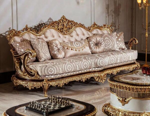 Luxurious Wooden Sofa Set - Image 7